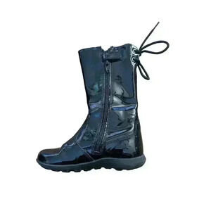 Naturino girls black patent leather boots size 24 US size 8 zip closure